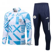 Tuta da Track Felpa Manchester City 2022-2023 Bianco e Blu