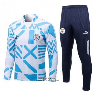 Tuta da Track Felpa Manchester City 2022-2023 Bianco e Blu