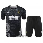 Tuta da Track Real Madrid Dragon Manica Corta 2024-2025 Nero - Pantaloncini