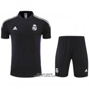 Tuta da Track Real Madrid Manica Corta 2022-2023 Nero e Purpura - Pantaloncini