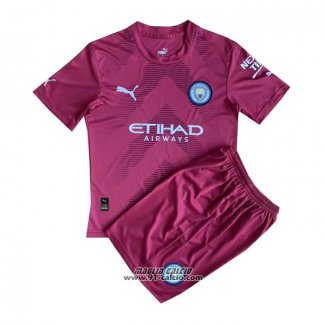 Maglia Manchester City Portiere Bambino 2022-2023 Rosso