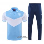 Conjunto Polo Manchester City 2022-2023 Blu e Bianco