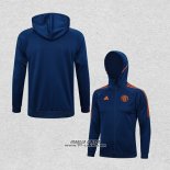 Giacca con Cappuccio Manchester United 2023-2024 Blu