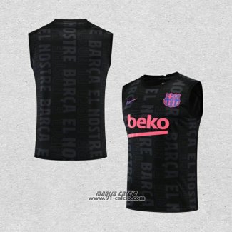 Maglia Allenamento Barcellona Senza Maniche 2022-2023 Nero