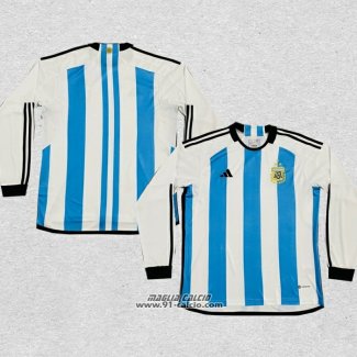 Prima Maglia Argentina 3 Estrellas Manica Lunga 2022