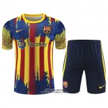 Tuta da Track Barcellona Manica Corta 2023-2024 Giallo e Blu - Pantaloncini