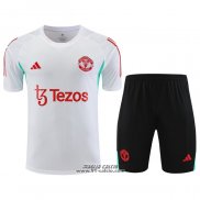 Tuta da Track Manchester United Manica Corta 2023-2024 Bianco - Pantaloncini