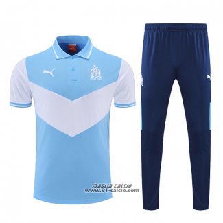 Conjunto Polo Olympique Marsiglia 2022-2023 Blu e Bianco