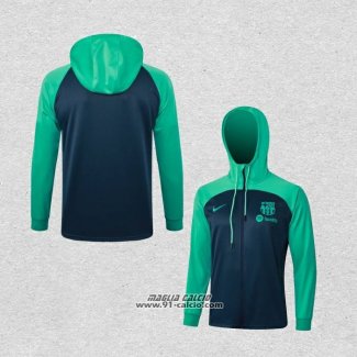 Giacca con Cappuccio Barcellona 2023-2024 Blu e Verde