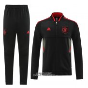 Tuta da Track Giacca Manchester United 2022-2023 Nero e Rosso