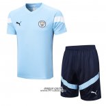 Tuta da Track Manchester City Manica Corta 2022-2023 Blu - Pantaloncini