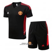 Tuta da Track Manchester United Manica Corta 2022-2023 Nero - Pantaloncini